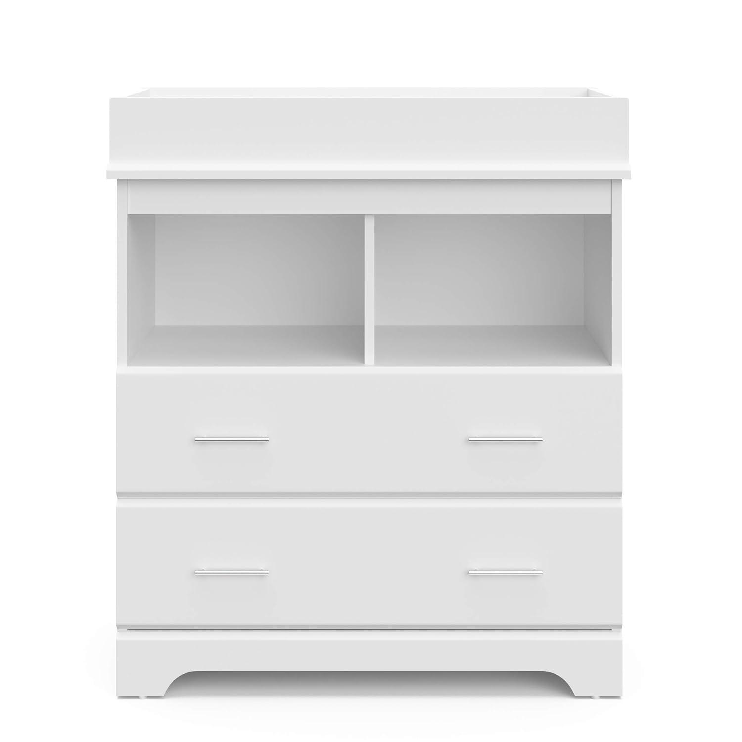 Storkcraft Brookside 2-Drawer Dresser with Changing Topper and Interlocking Drawers