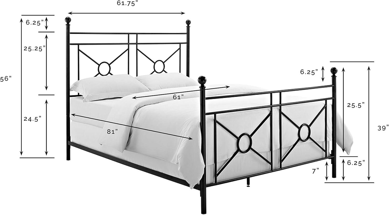 Crosley Furniture Montgomery Metal Frame Queen Poster Bed in Black Powder Coat