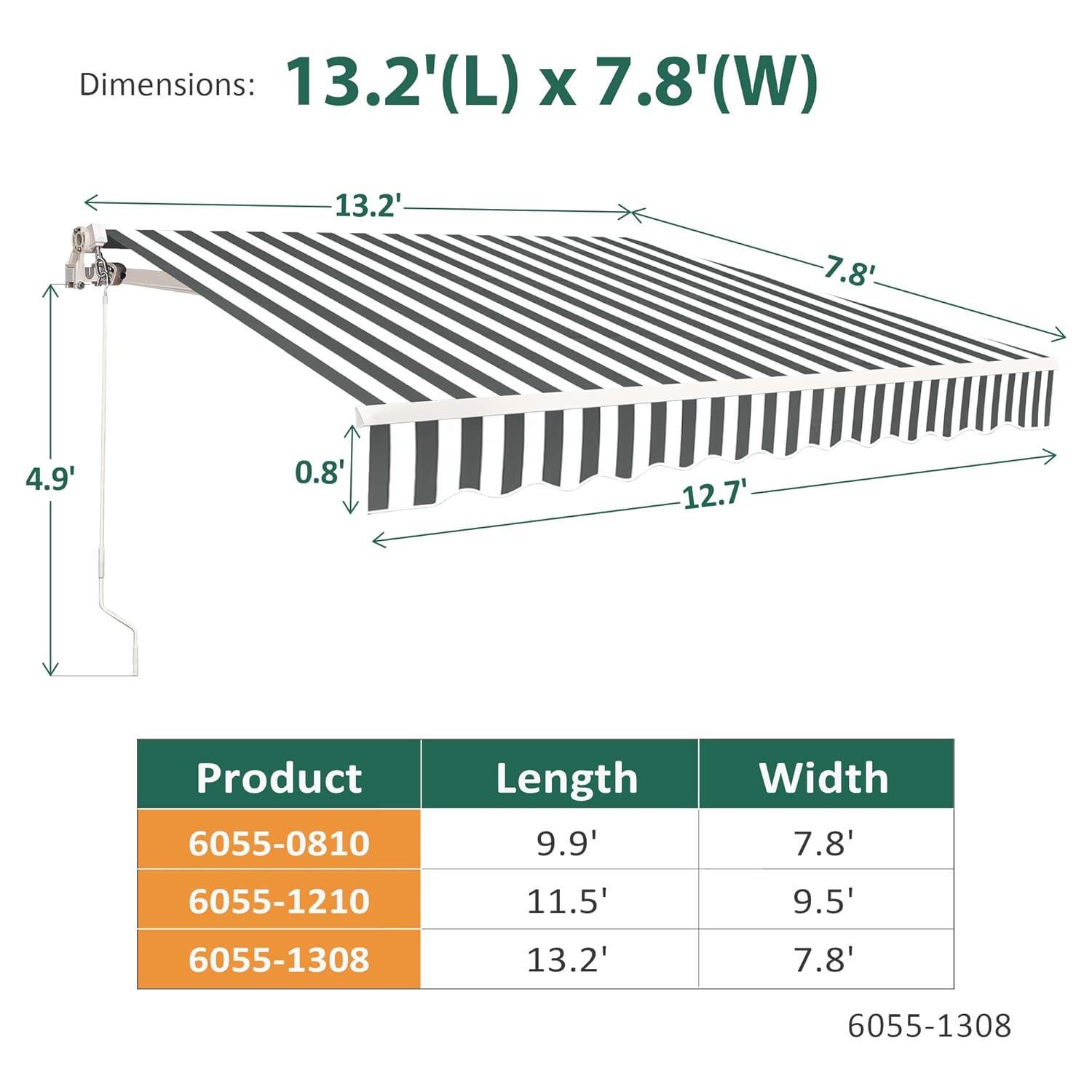 MCombo Manual Retractable Patio Door/Window Awning, Sunshade Shelter Outdoor Canopy