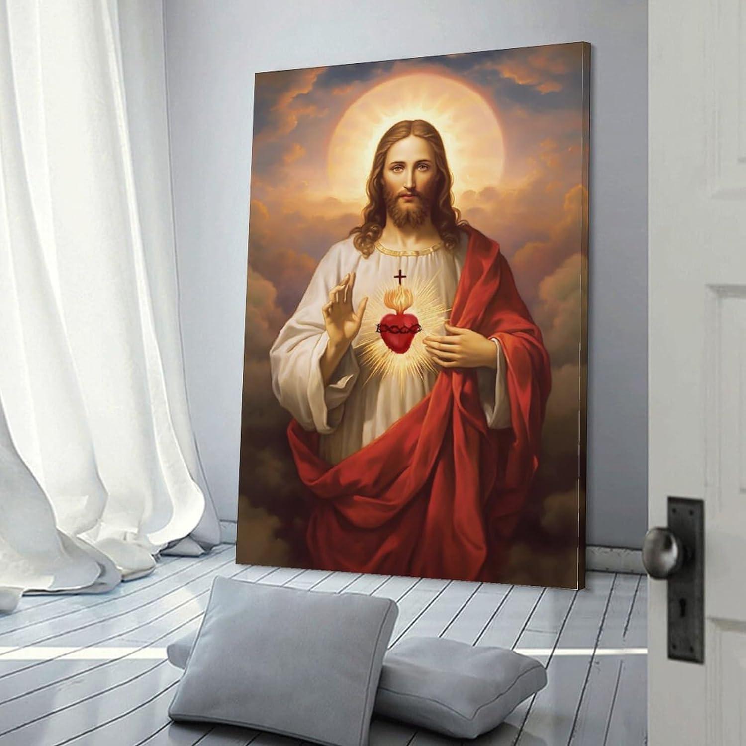 Sacred Heart of Jesus Religious Canvas Wall Art