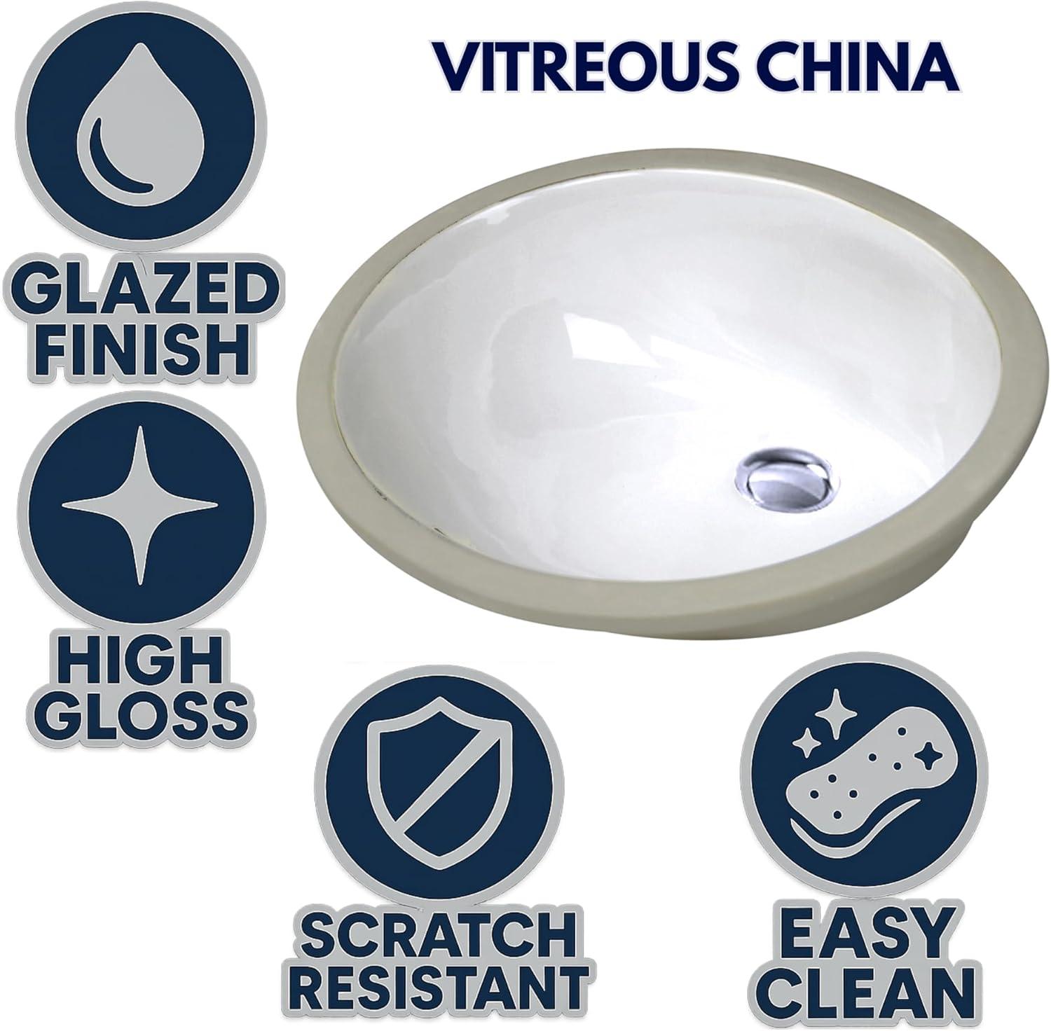 Nantucket Sinks Great Point 13.75'' Vitreous China Oval Bathroom Sink with Overflow