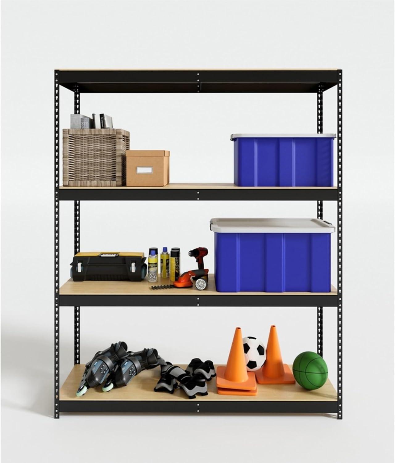 Lorell Archival Shelving 80 x Box - 4 Compartment(s) - 84" Height x 69" Width x 33" Depth - Recycled - Black - Steel, Particleboard - 1Each