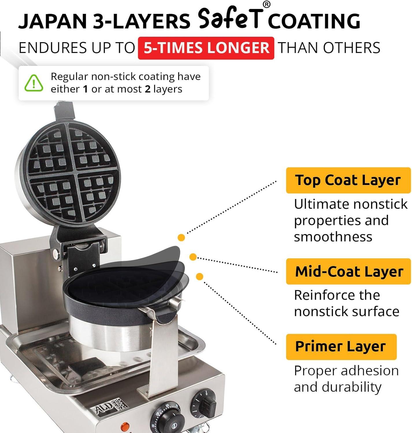 Stainless Steel Belgian Waffle Maker with Nonstick Coating