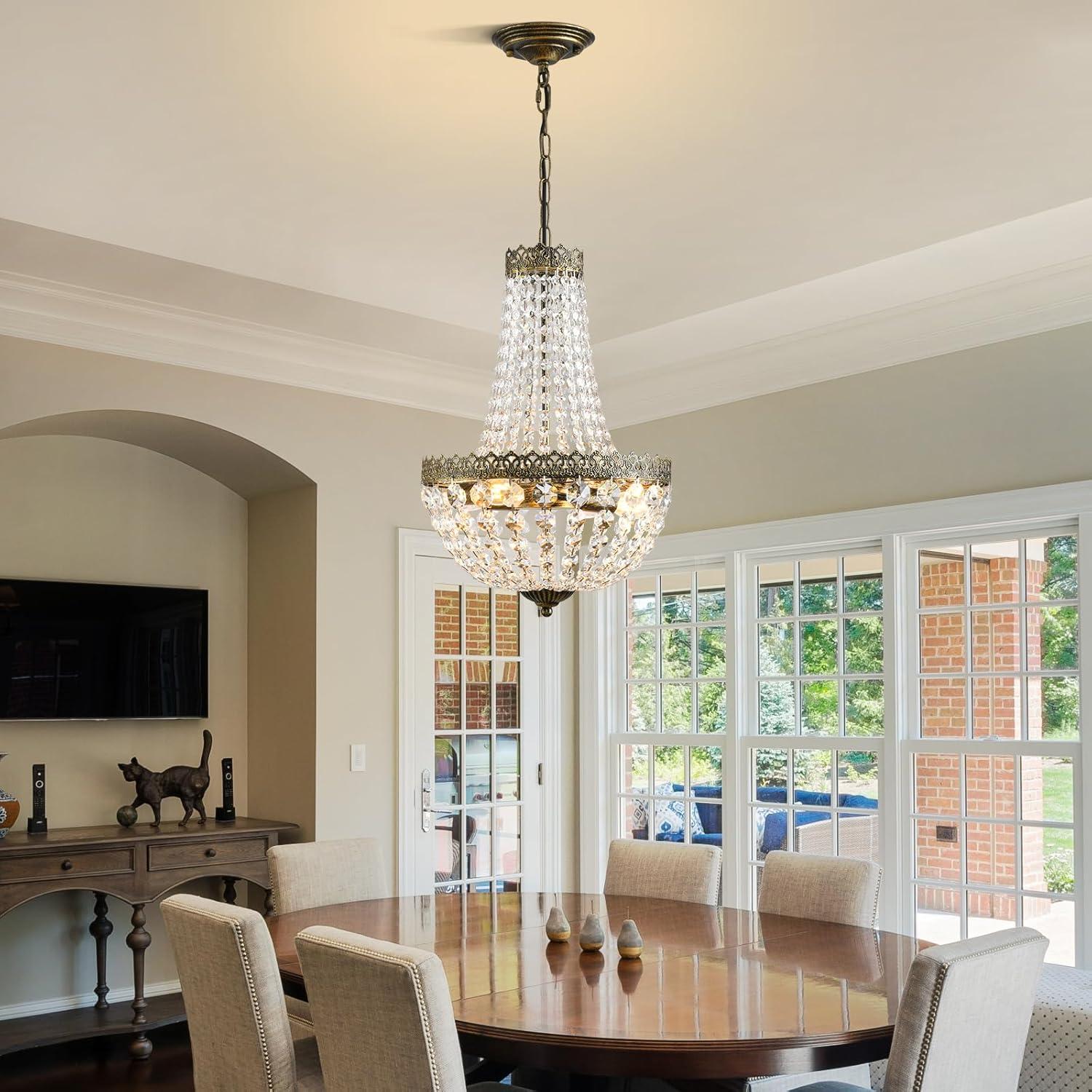 Edvivi Lighting Antique Bronze 6-Light Empire Chandelier with Crystal - Antique Bronze