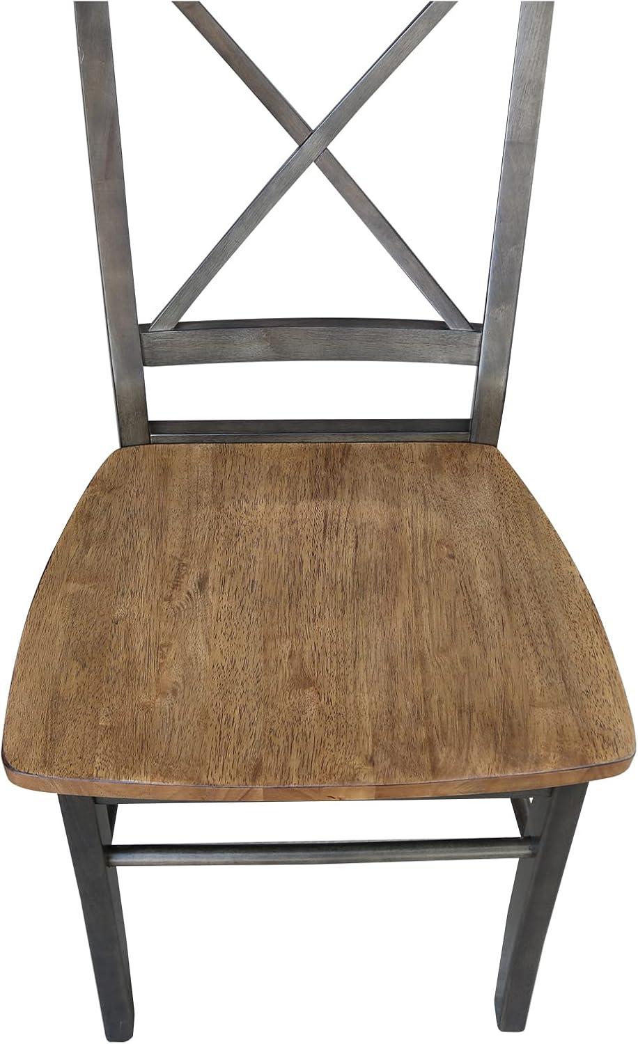 International Concepts Set of 2 X Back Chairs with Wood Seat Hickory Brown: Mid-Century Modern, Hardwood Frame