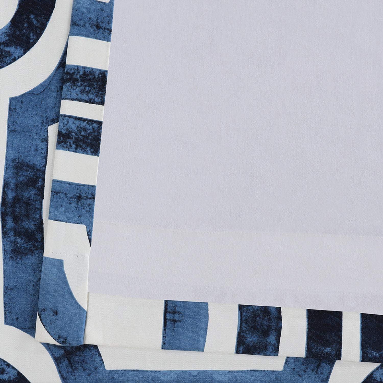Mecca Blue Printed Cotton Curtain (1 Panel), Mecca Blue, 50W X 120L