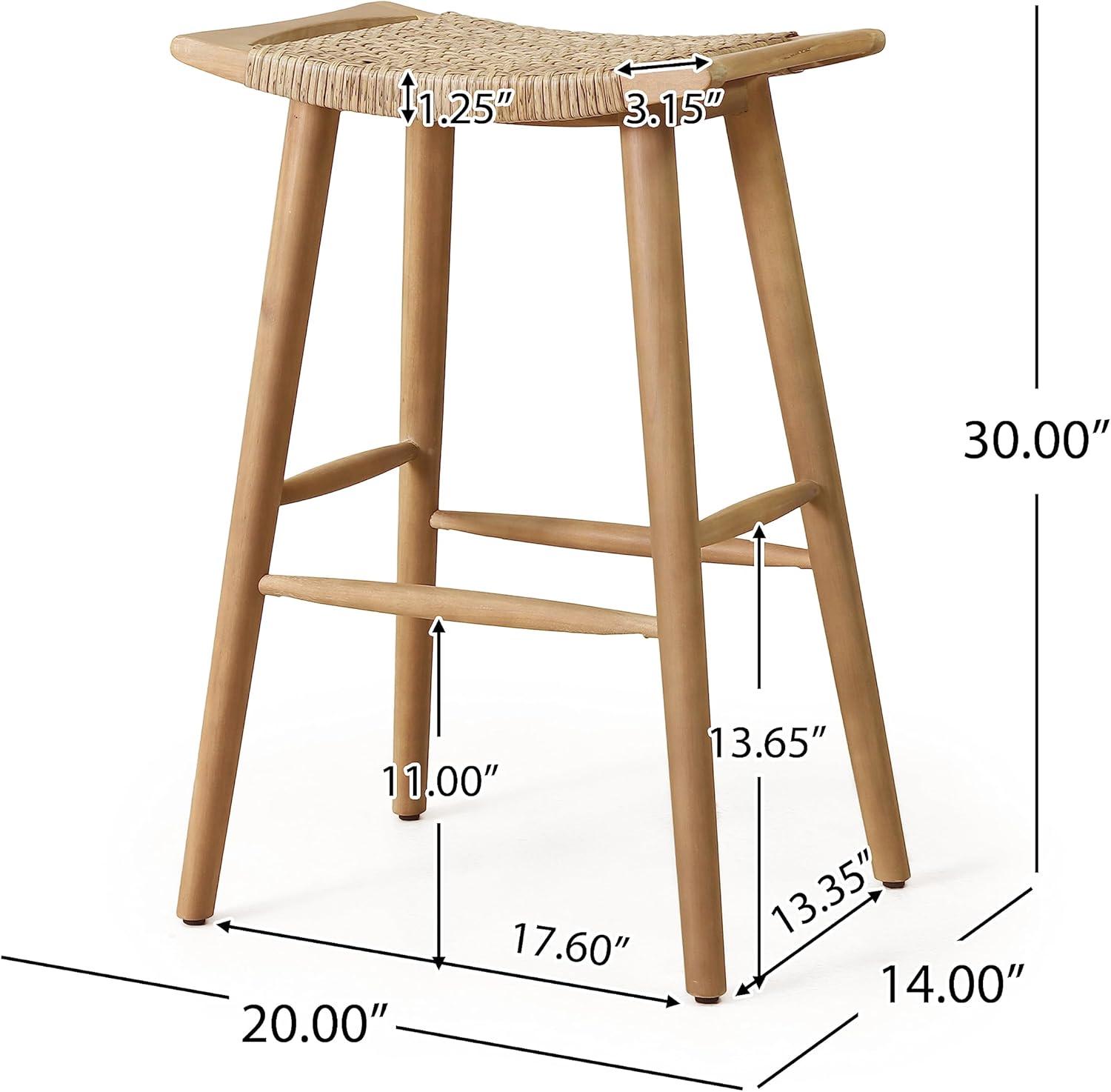 Pulaski 4pk Outdoor Acacia Wood Bar Stools with Wicker - Light Brown - Christopher Knight Home