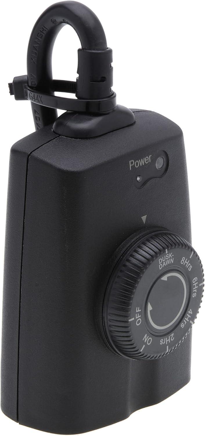 Black Outdoor Digital Plug-In Timer with Photocell Control