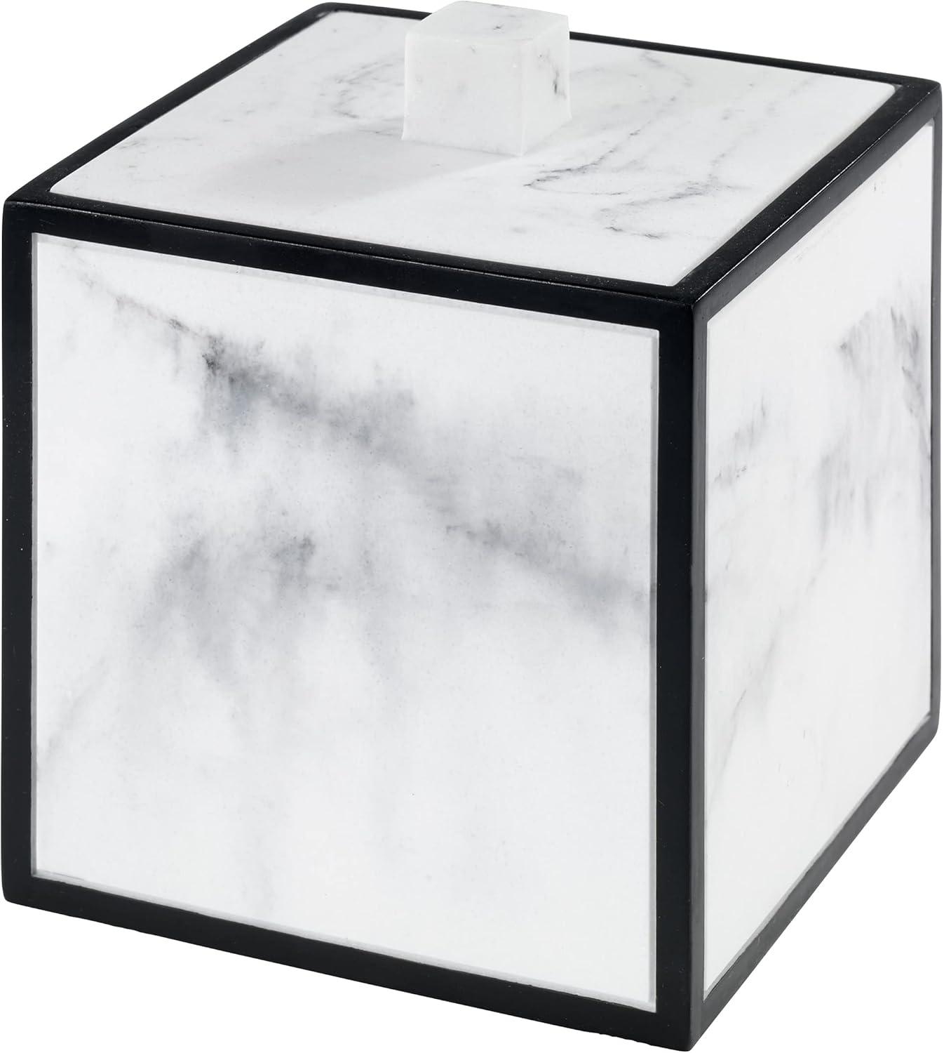 White and Black Marble Resin Covered Jar