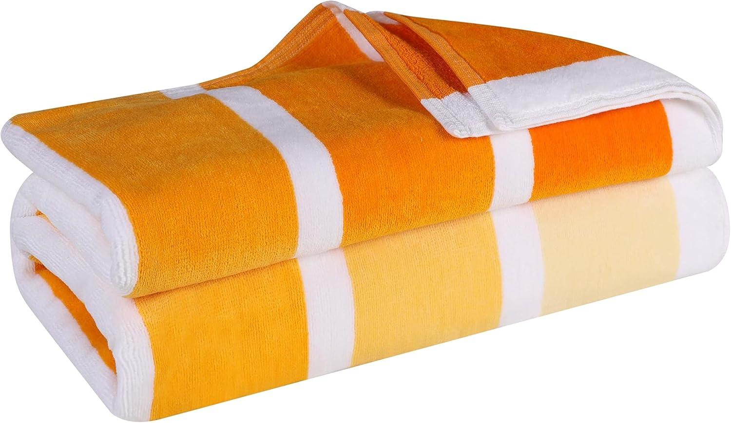 Yellow Striped Cotton Velour Quick Dry Kids Beach Towel