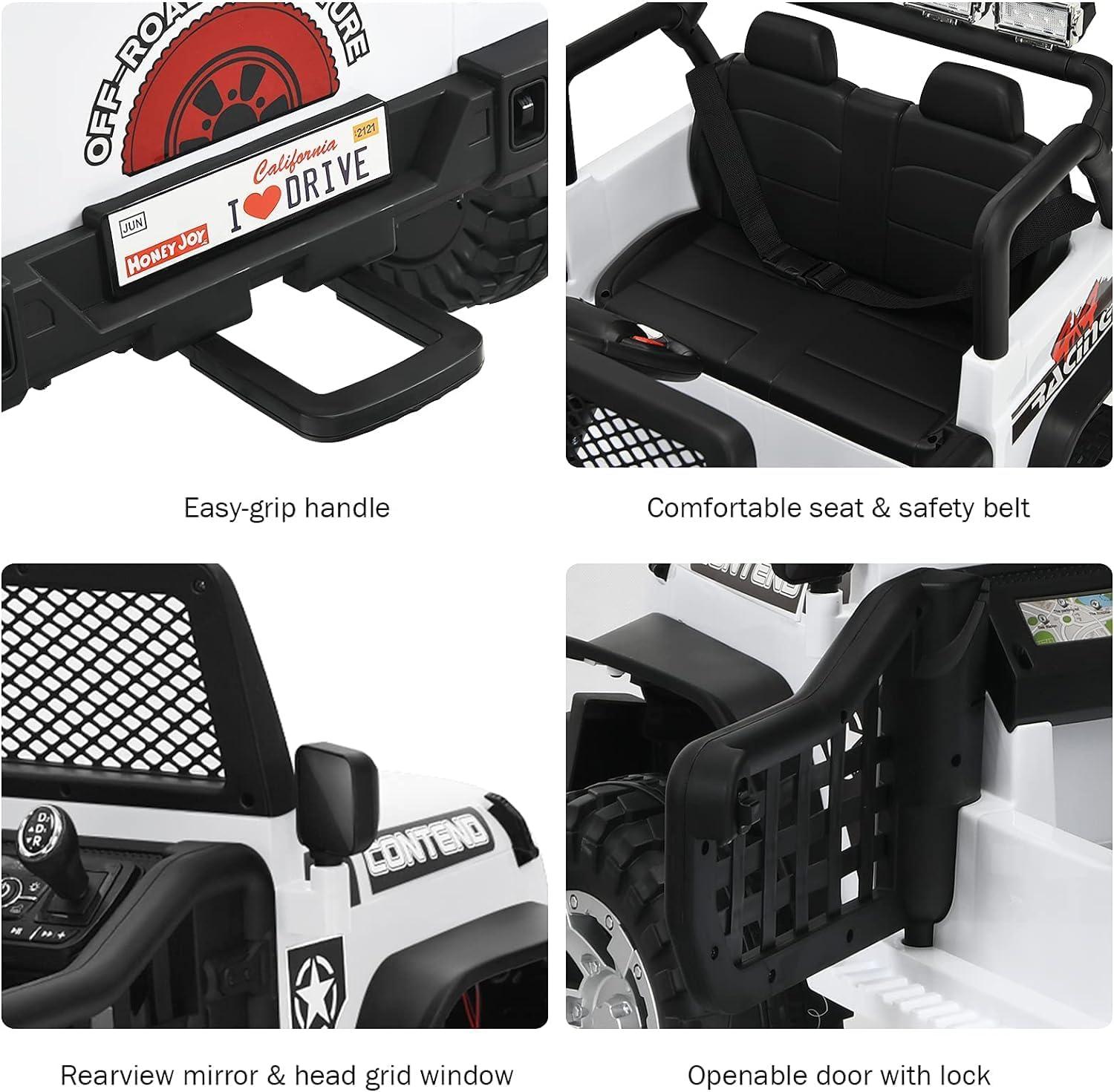 Costway 12V Kids Ride On Truck Remote Control Electric Car with Lights&Music White