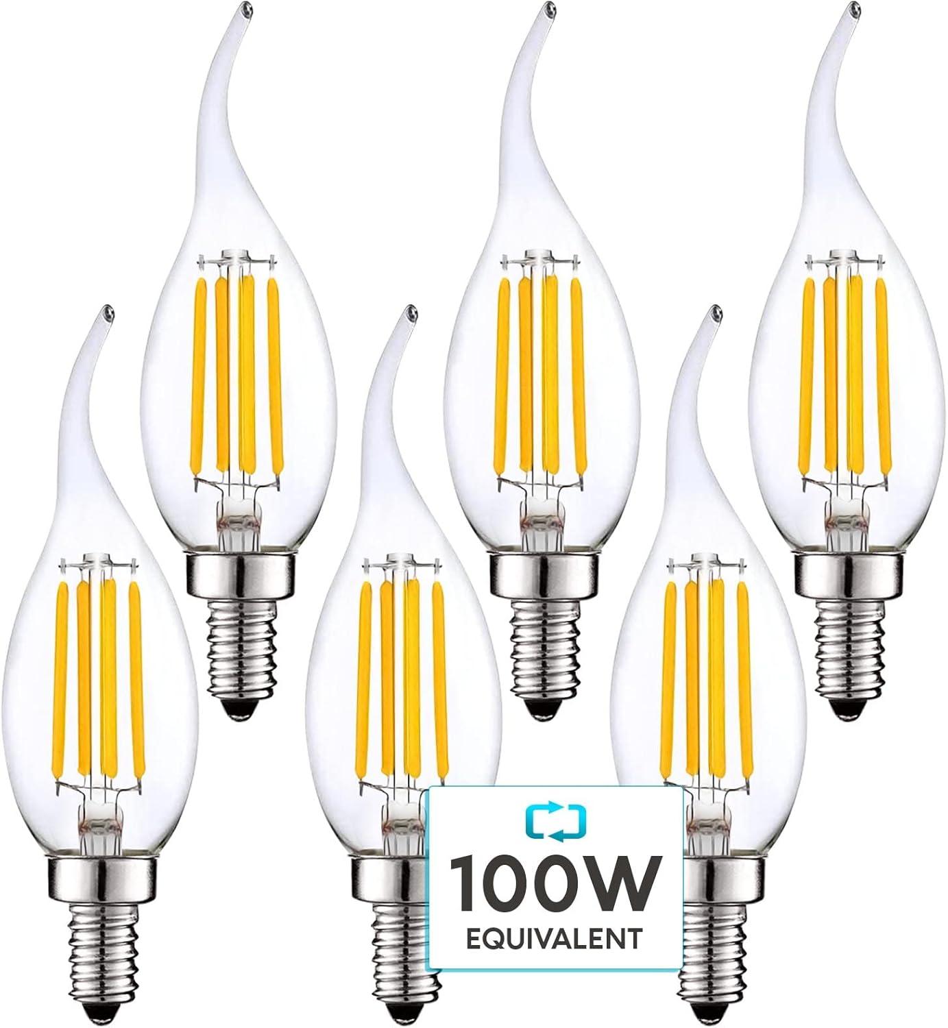Luxrite LR21639-6PK 7 Watt (100 Watt Equivalent), CA11 LED, Dimmable, Natural White (3500K), E12/Candelabra Base