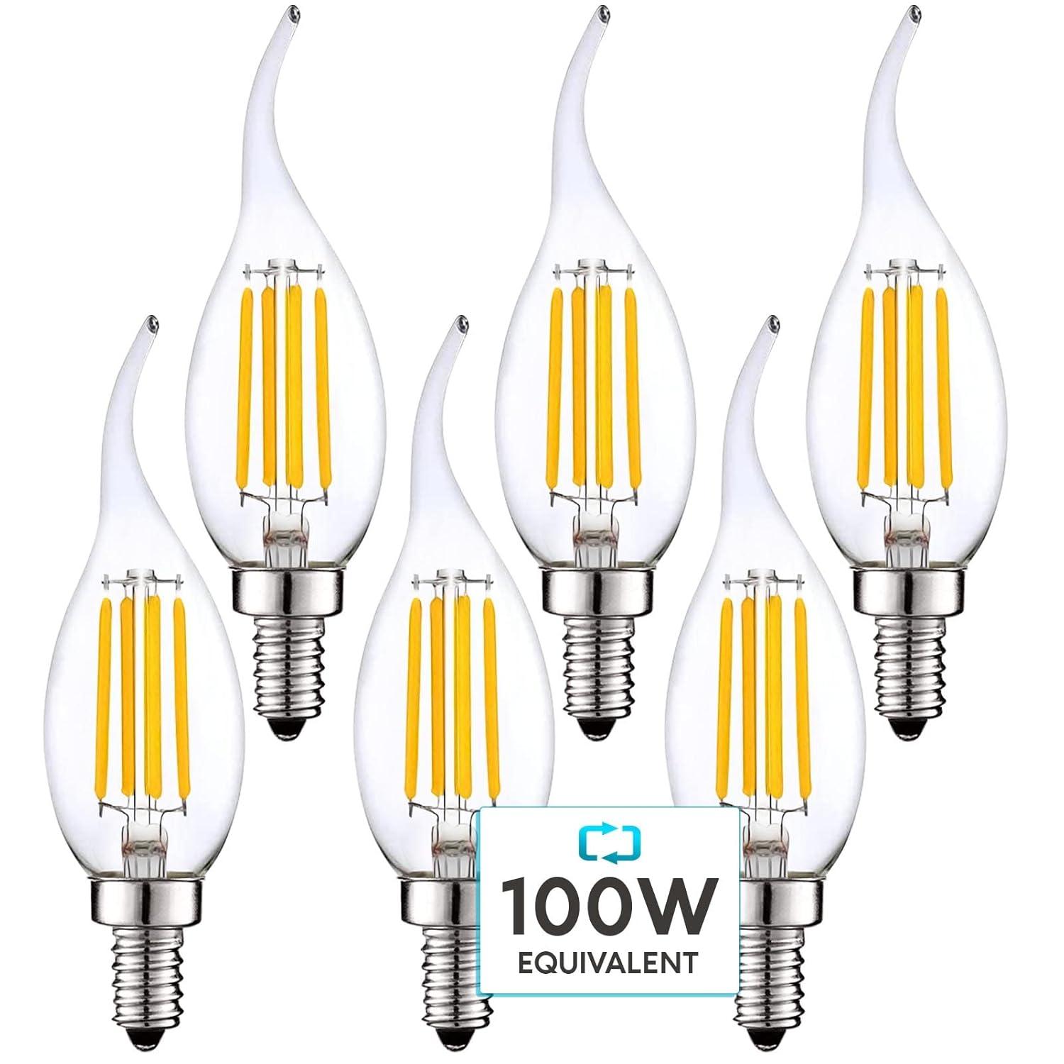 Luxrite LR21639-6PK 7 Watt (100 Watt Equivalent), CA11 LED, Dimmable, Natural White (3500K), E12/Candelabra Base