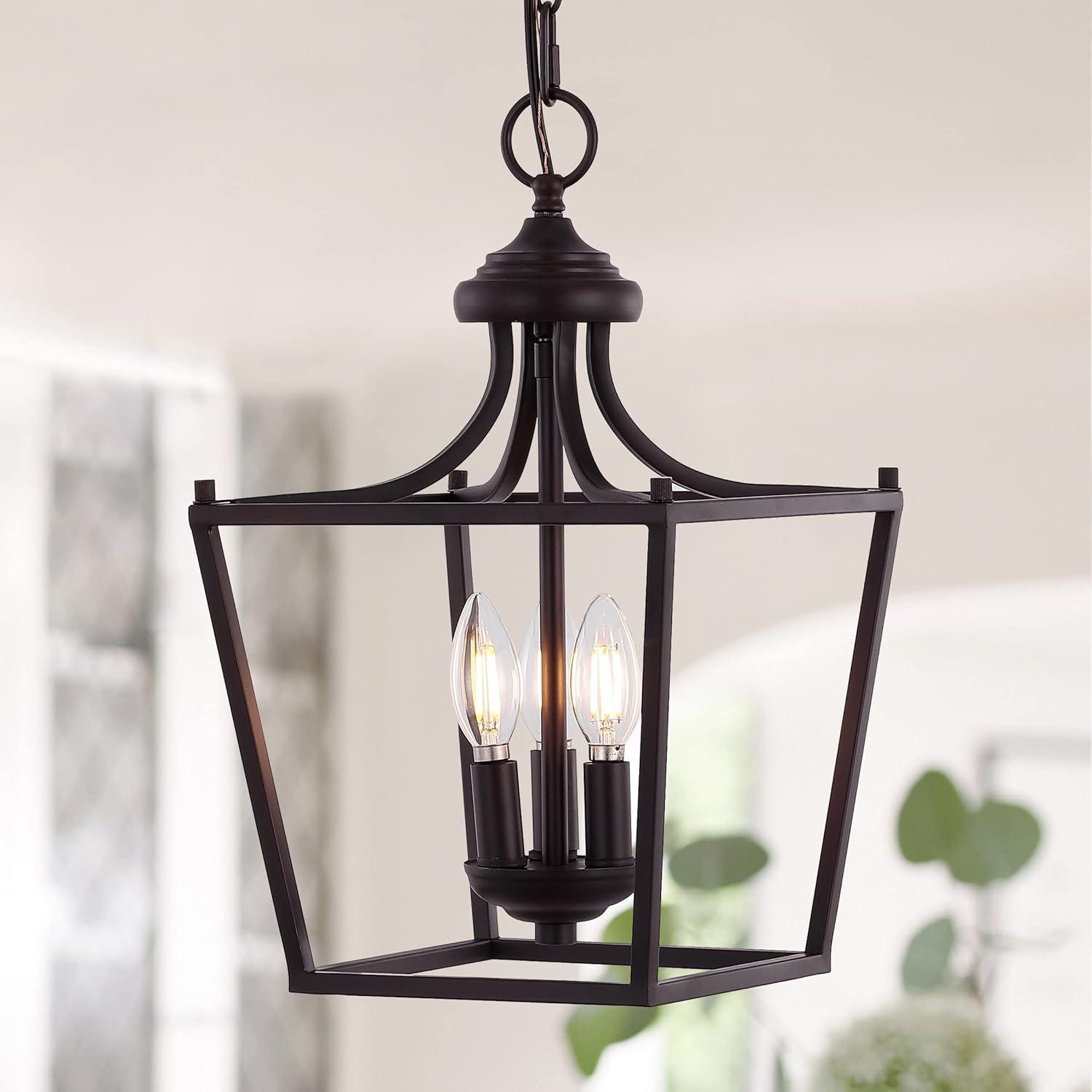 Camden 10" 3-Light Iron Classic Midcentury Pendant Lantern, Oil Rubbed Bronze