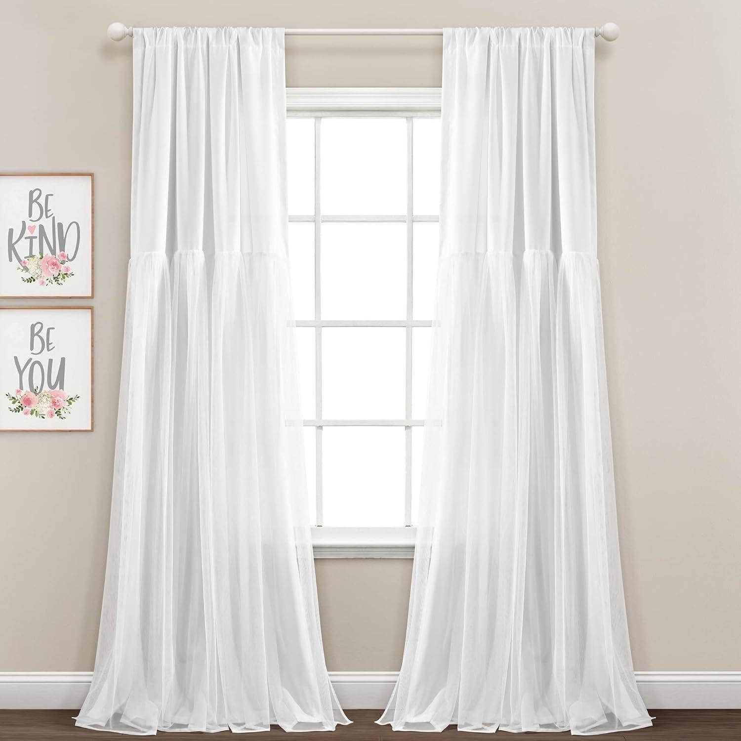 Polyester Semi Sheer Curtain Pair