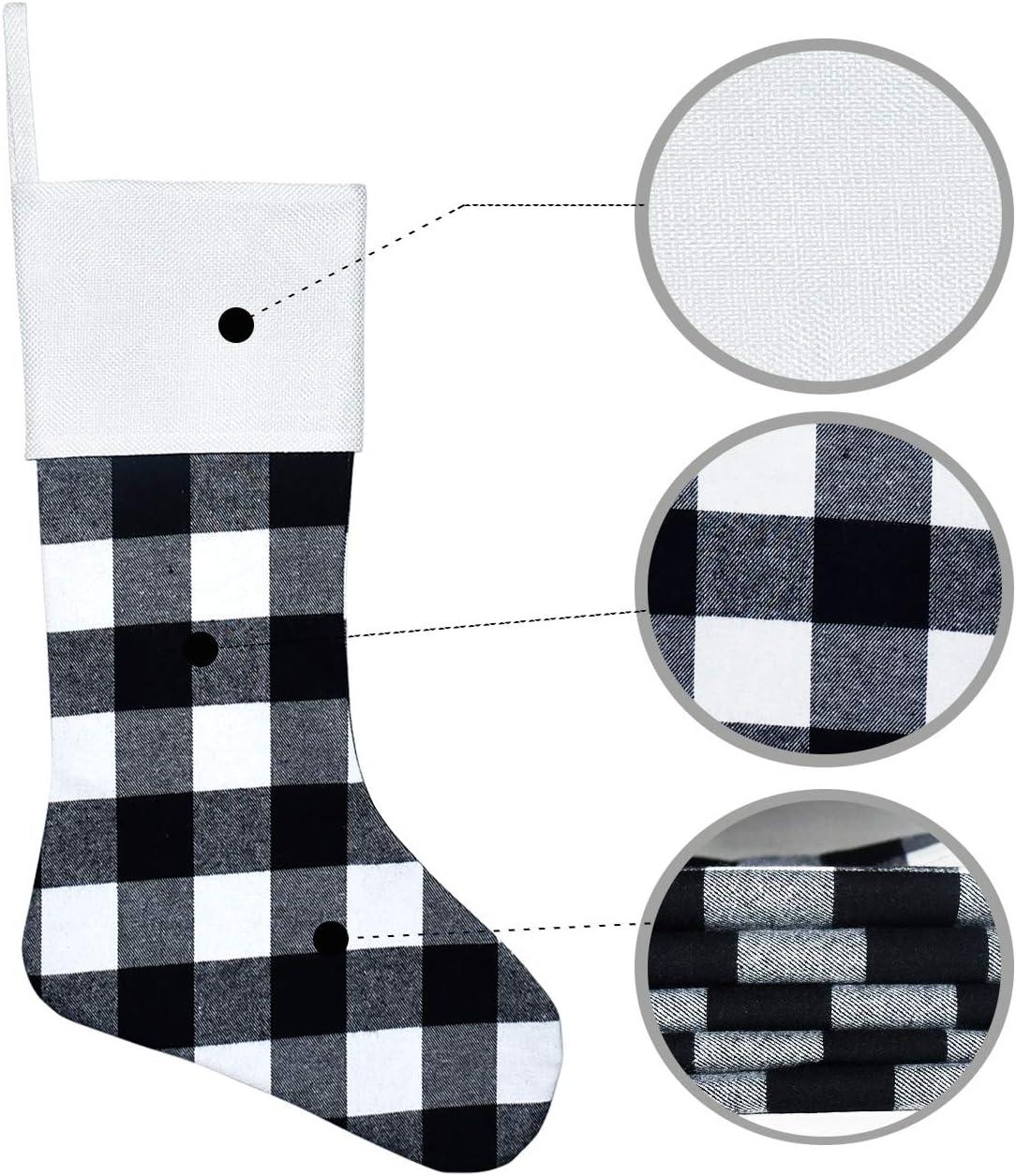 Clearance Christmas Ornaments Christmas Decorations Indoor Wivi Buffalo Plaid Fireplace Hanging Multi-color Christmas Stockings, 18" (6 Count)