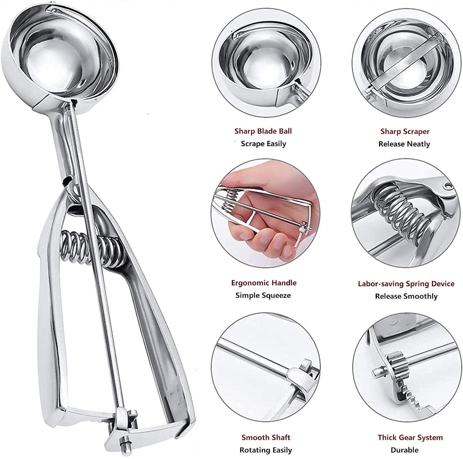 Stainless Steel Ice Cream and Cookie Scoop Set with Trigger Release