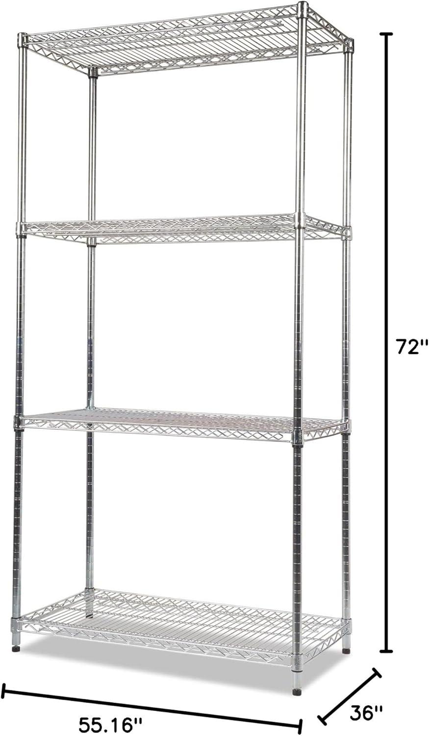 NSF Certified Silver 4-Tier Adjustable Wire Shelving Unit