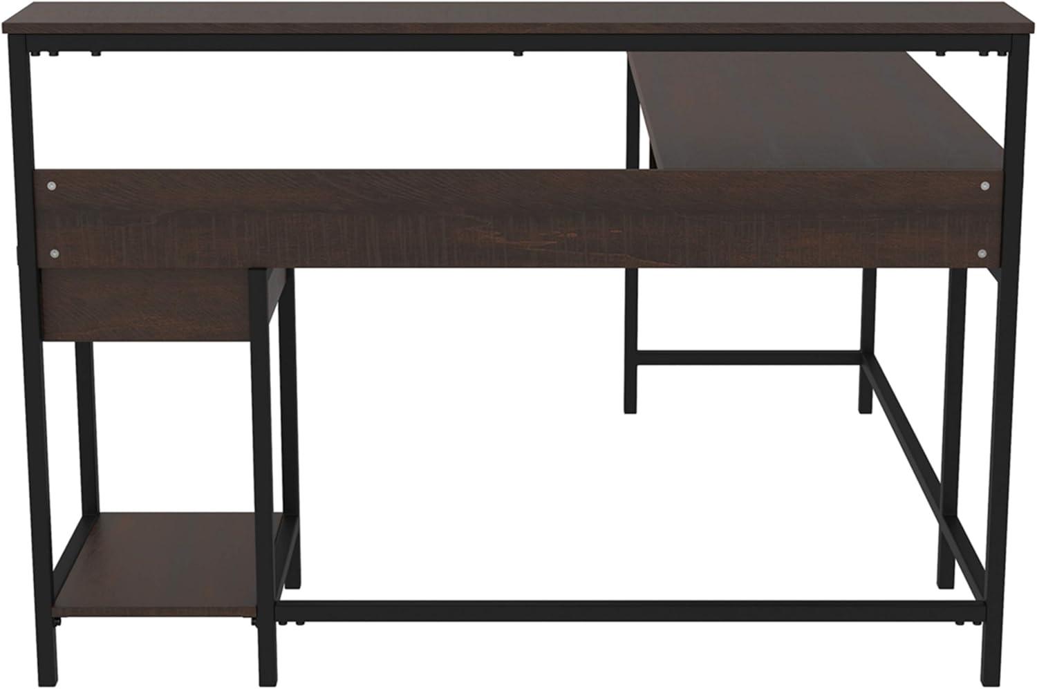 Signature Design by Ashley Casual Camiburg Home Office L-Desk with Storage Warm Brown