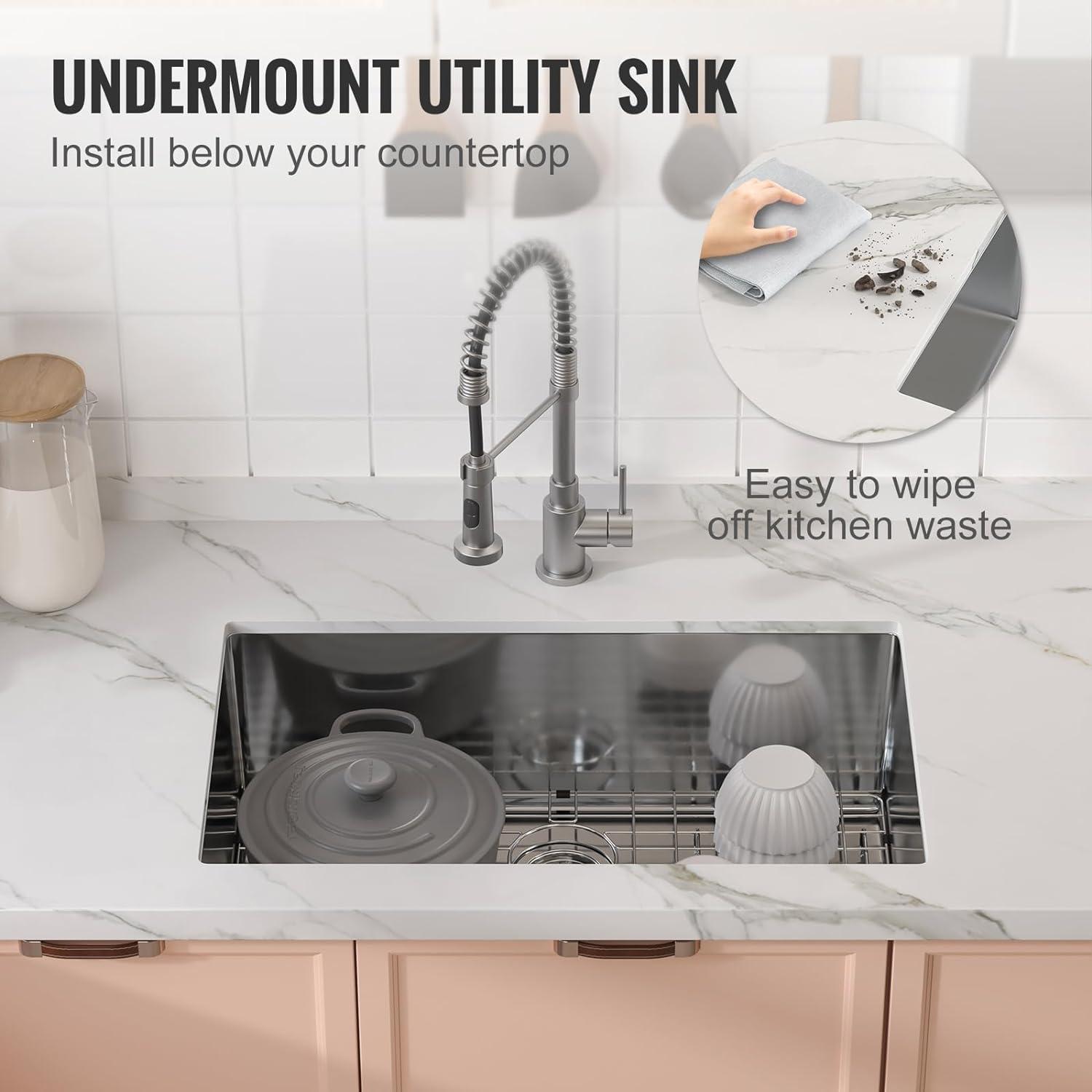 30'' L Undermount Single Bowl Stainless Steel Kitchen Sink