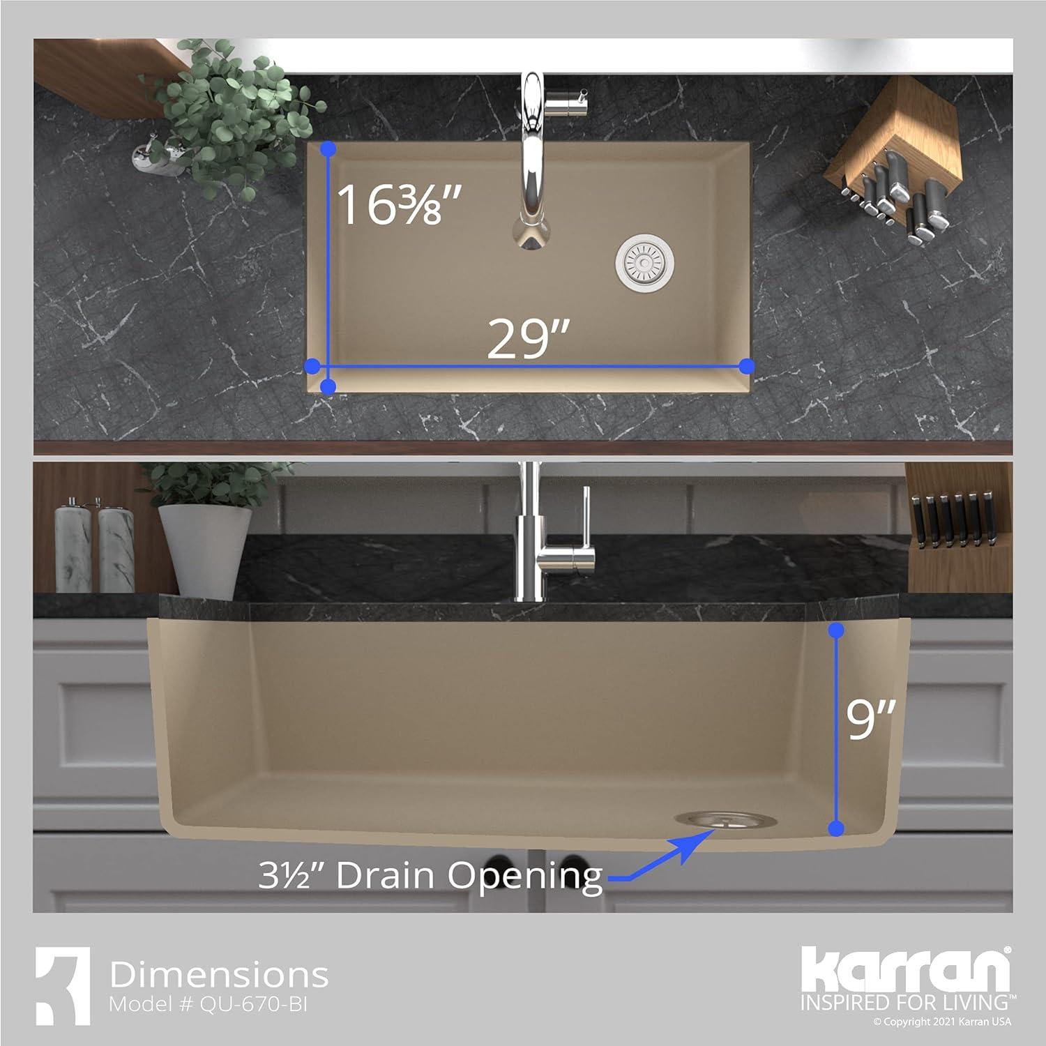 Karran Undermount Quartz Composite 31-3/4'' X 19-1/4'' Single Bowl Kitchen Sink