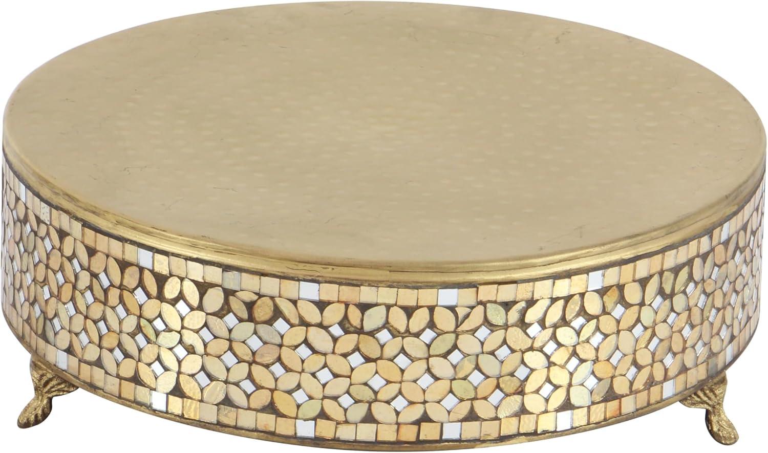 DecMode Metal Gold Glam Mosaic Patterned Decorative Cake Stand, Set of 3 19", 17", 13"W