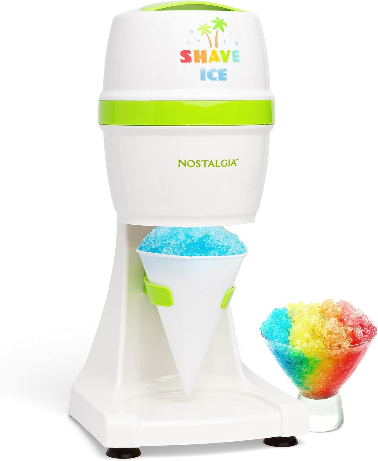 Nostalgia Nostalgia Electric Hawaiian Shave Ice & Snow Cone Maker, Includes Reusable Cup And Two Ice Molds, Stainless Steel Blades