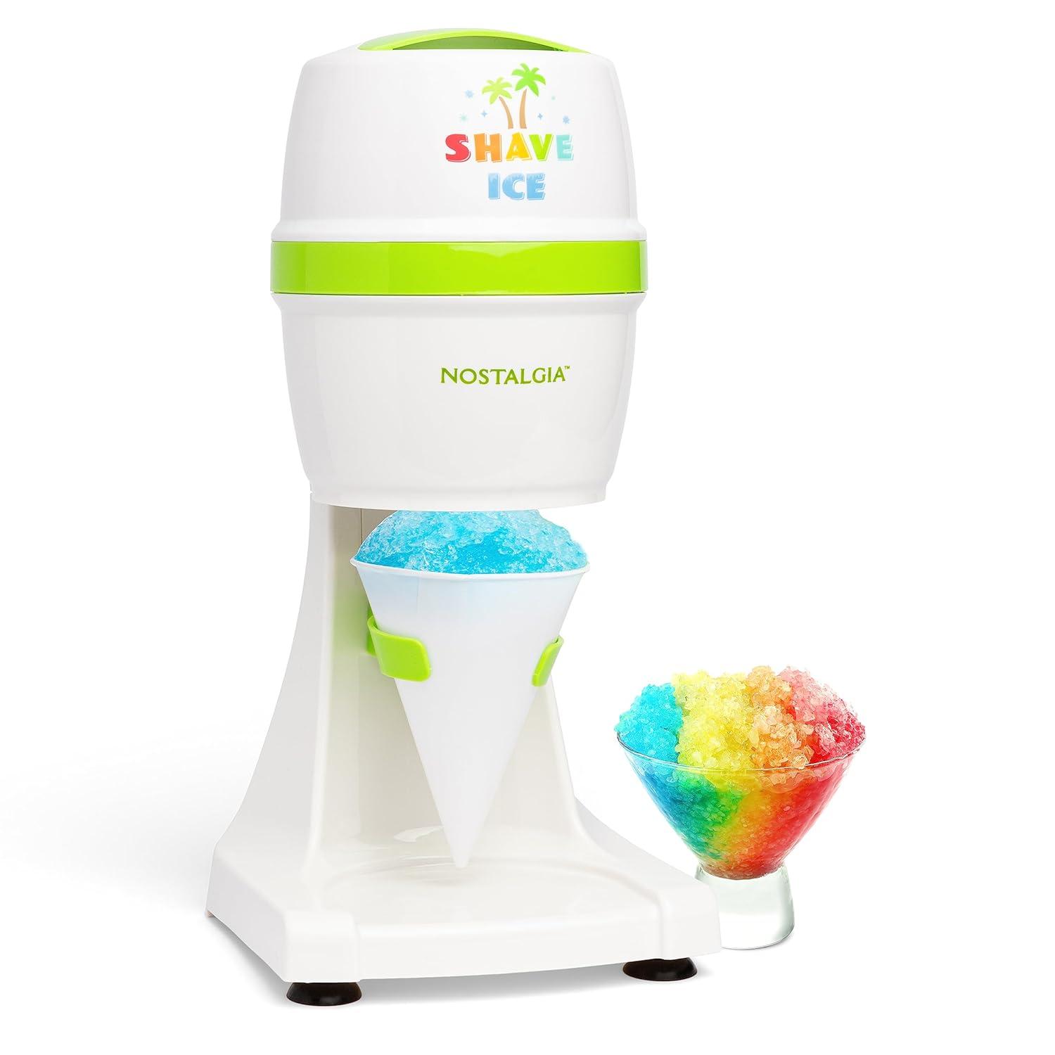Nostalgia Nostalgia Electric Hawaiian Shave Ice & Snow Cone Maker, Includes Reusable Cup And Two Ice Molds, Stainless Steel Blades