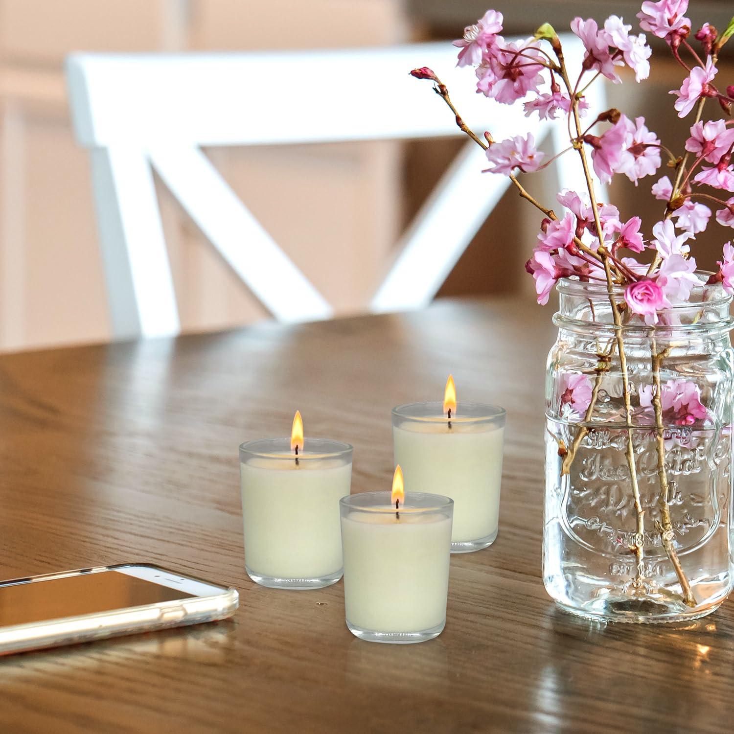 The Party Aisle™ Stonebriar Unscented Votive Candle with Glass Holder (Set of 48)