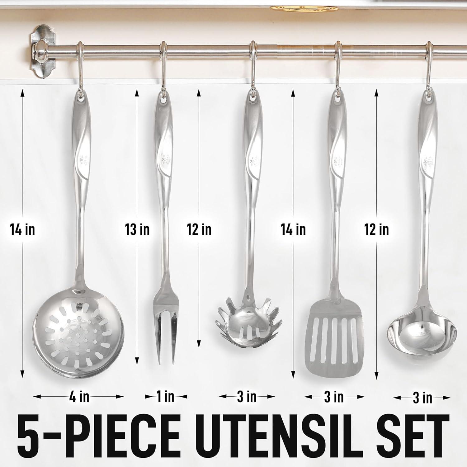Zulay Kitchen Zulay Kitchen 5 Piece Stainless Steel Cooking Utensil Set