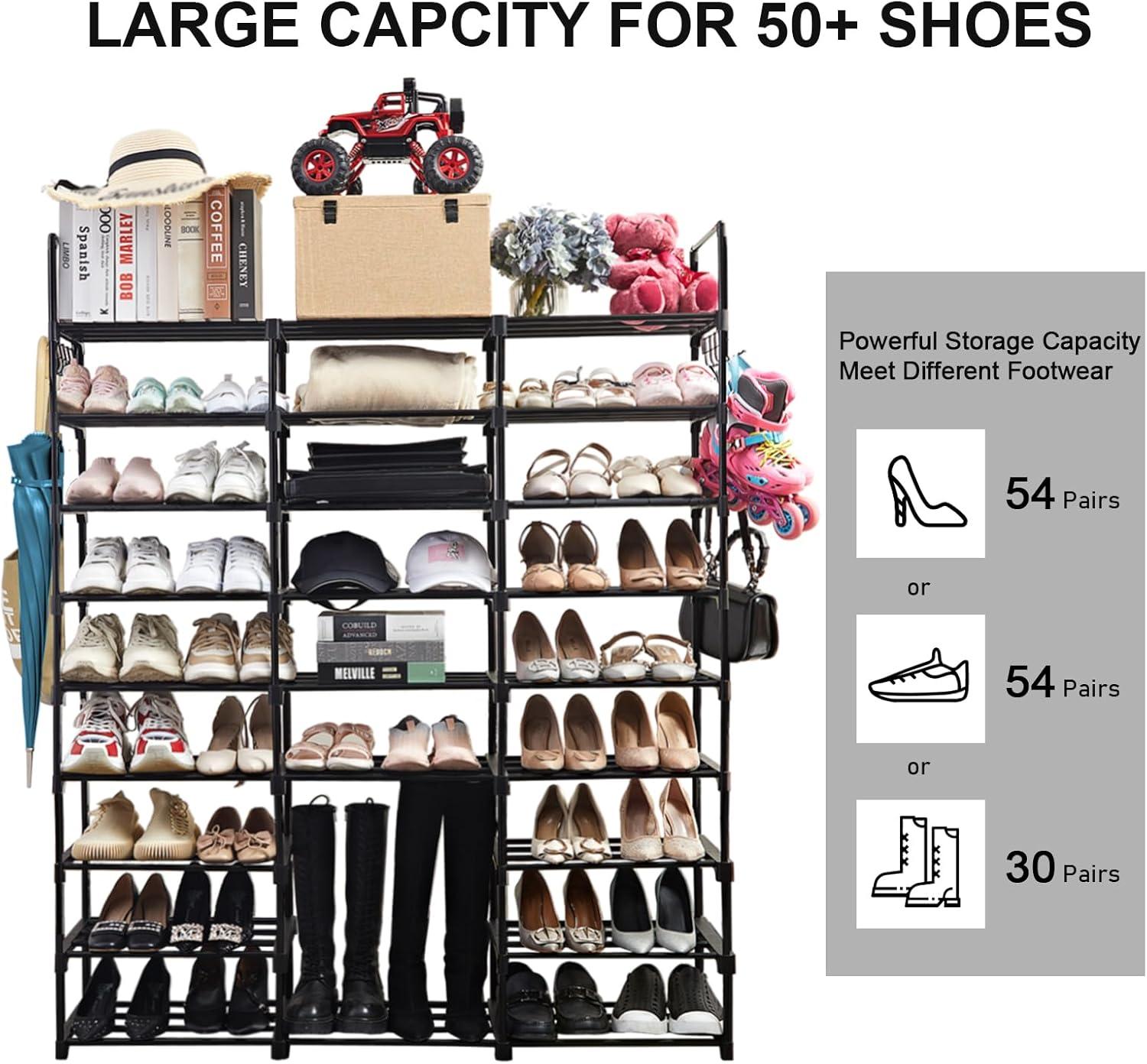 Mavivegue 9-Tier Black Metal Stackable Shoe Rack