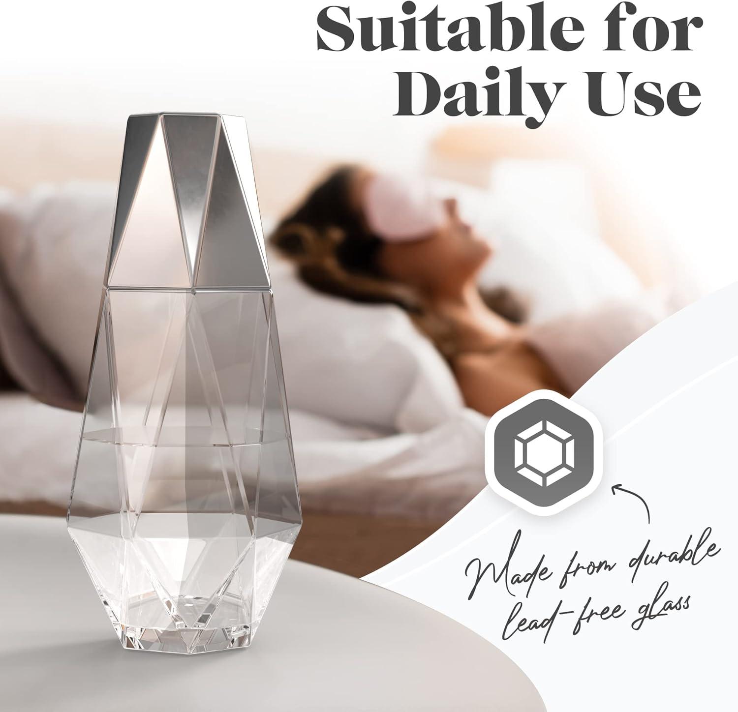 Fifth Avenue Crystal Geometric Bedside Night Water Carafe and Tumbler Lid, 2-Piece