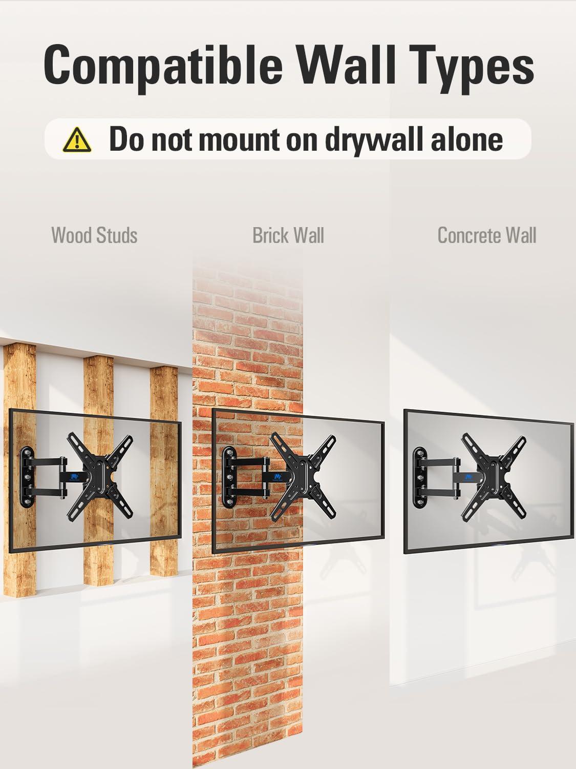 Mounting Dream UL Listed TV Mount Swivel and Tilt for Most 13-42 Inch TVs, Full Motion TV Wall Mount Bracket with Articulating Arm, Max VESA 200x200mm, Loading 50 lbs, MD2465