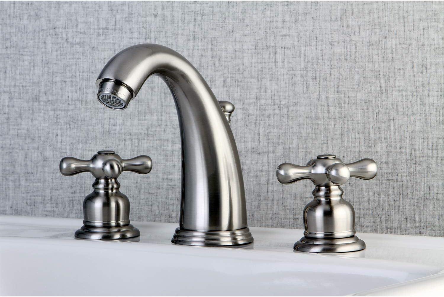 Kingston Brass Victorian Two-Handle 3-Hole Deck Mount Widespread Bathroom Faucet with Retail Pop-Up Drain