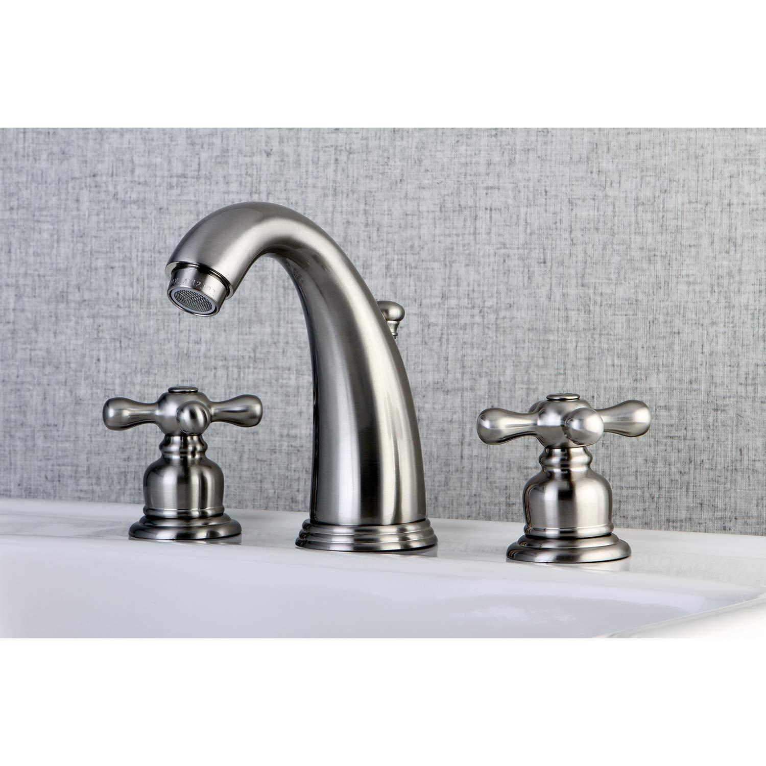 Kingston Brass Victorian Two-Handle 3-Hole Deck Mount Widespread Bathroom Faucet with Retail Pop-Up Drain