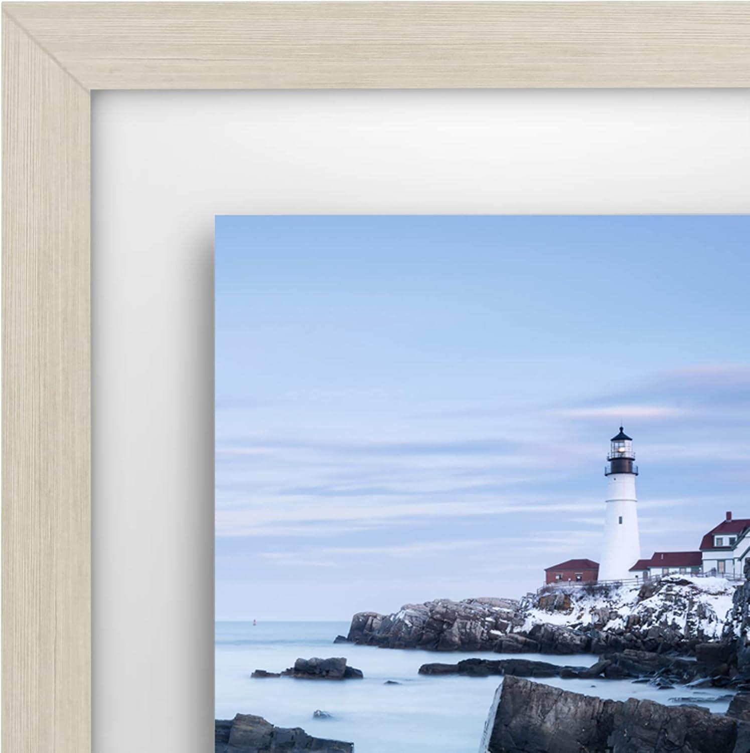Americanflat 11x14 Floating Frame in Light WOOD with Polished Glass and Hanging Hardware Included - Also Use 8x10 or 5x7 Photos for Floating Effect