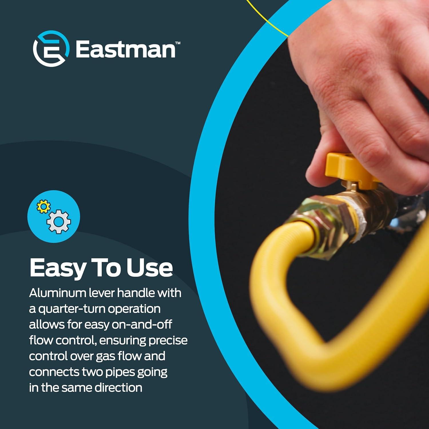 Eastman 3/4-inch Brass Gas Ball Valve with Yellow Handle