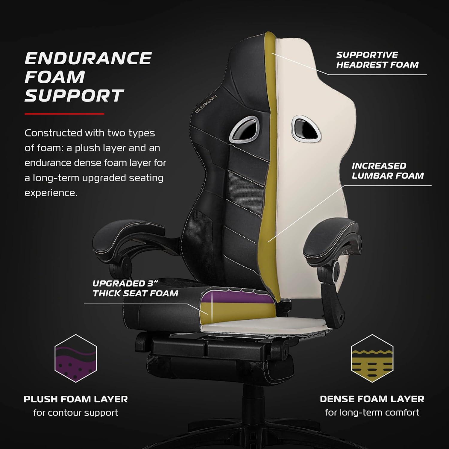 Respawn RESPAWN 110 Pro Gaming Chair - Gaming Chair with Footrest, Reclining Gaming Chair, Video Gaming Computer Desk Chair, Adjustable Desk Chair, Gaming Chairs For Adults With Headrest Pillow