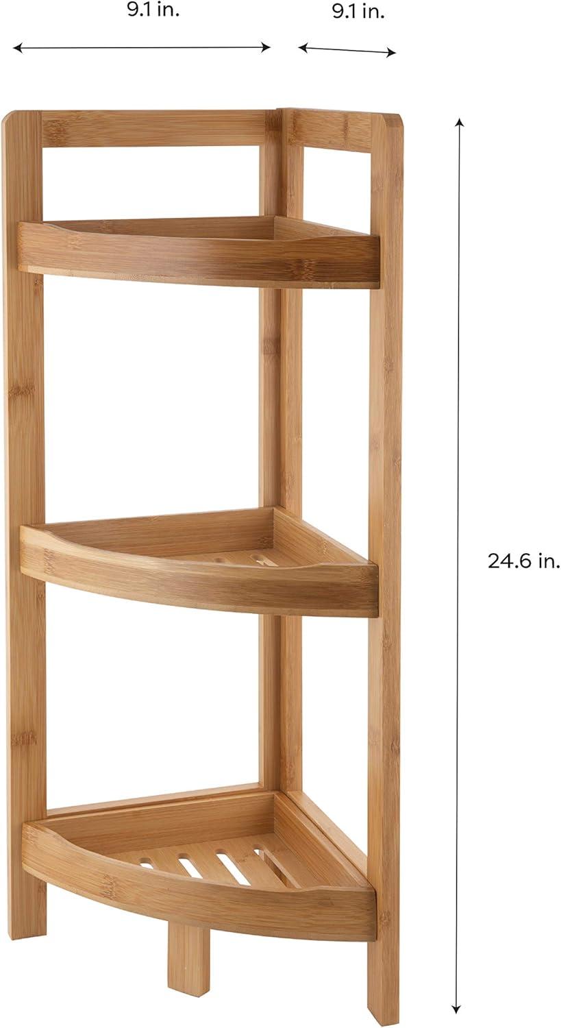 Organize It All 3 Tier Lohas Collection Corner Shelf Brown: Bamboo Linen Tower, Universal Storage, 3 Shelves