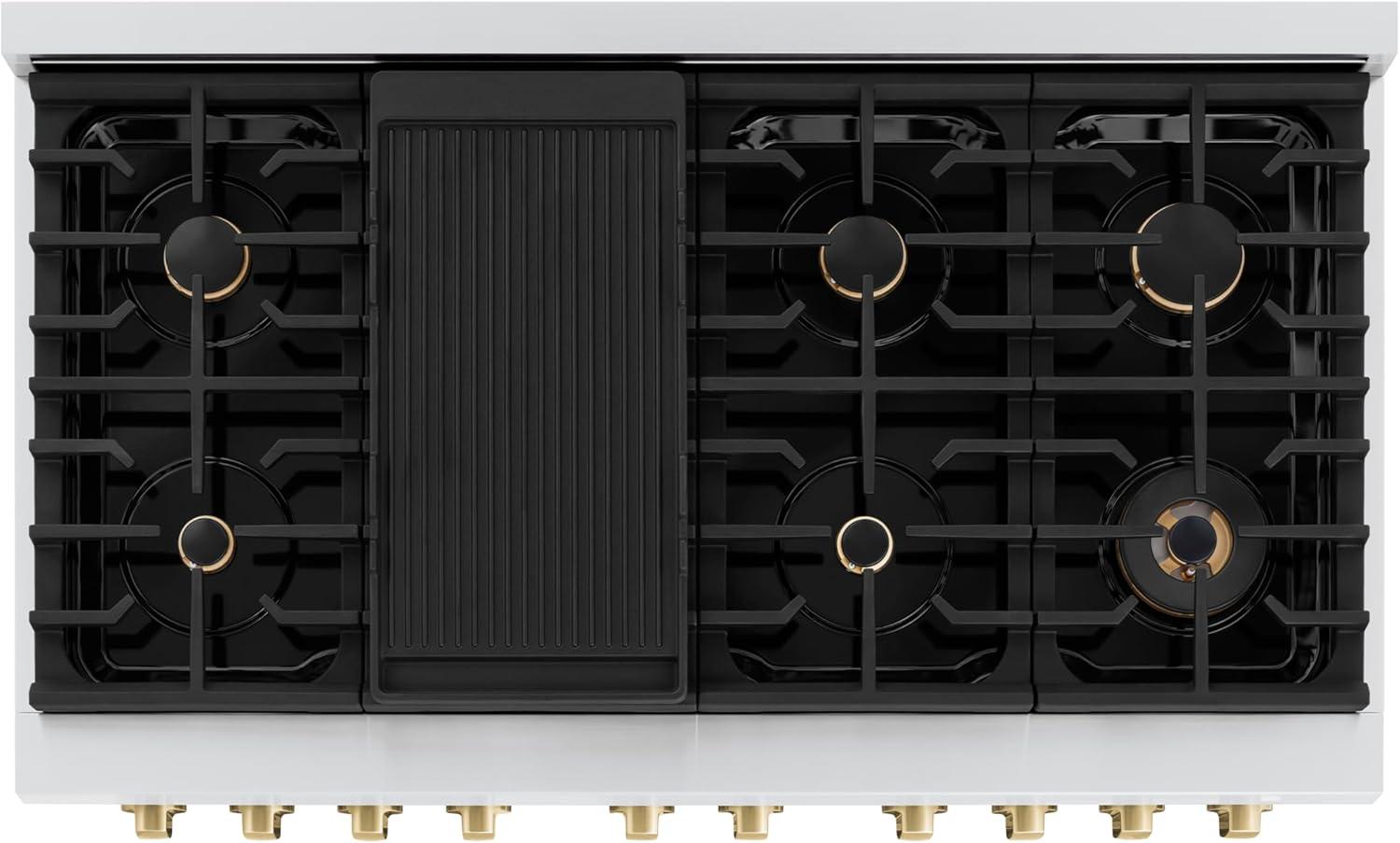 ZLINE Autograph Edition 48" Paramount Gas Range w/ 8 Burners & Champagne Bronze Accents