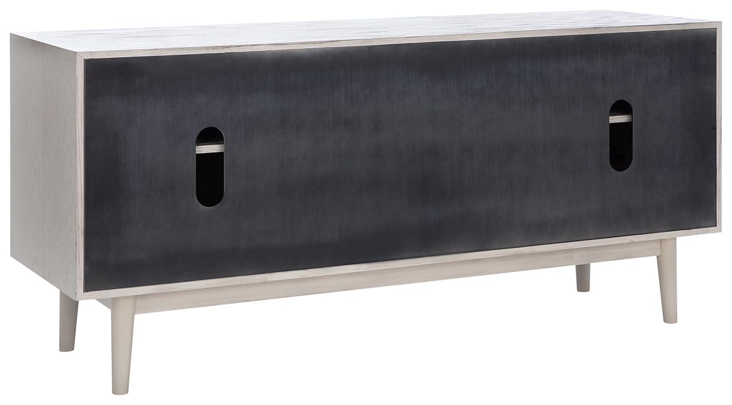 Elissa White Washed Mid-Century Media Stand with Bronze Hardware