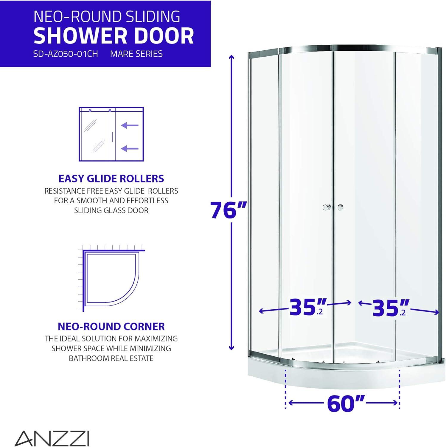 Mare Series 35.2'' W 76'' H Framed Round Reversible Shower Enclosure