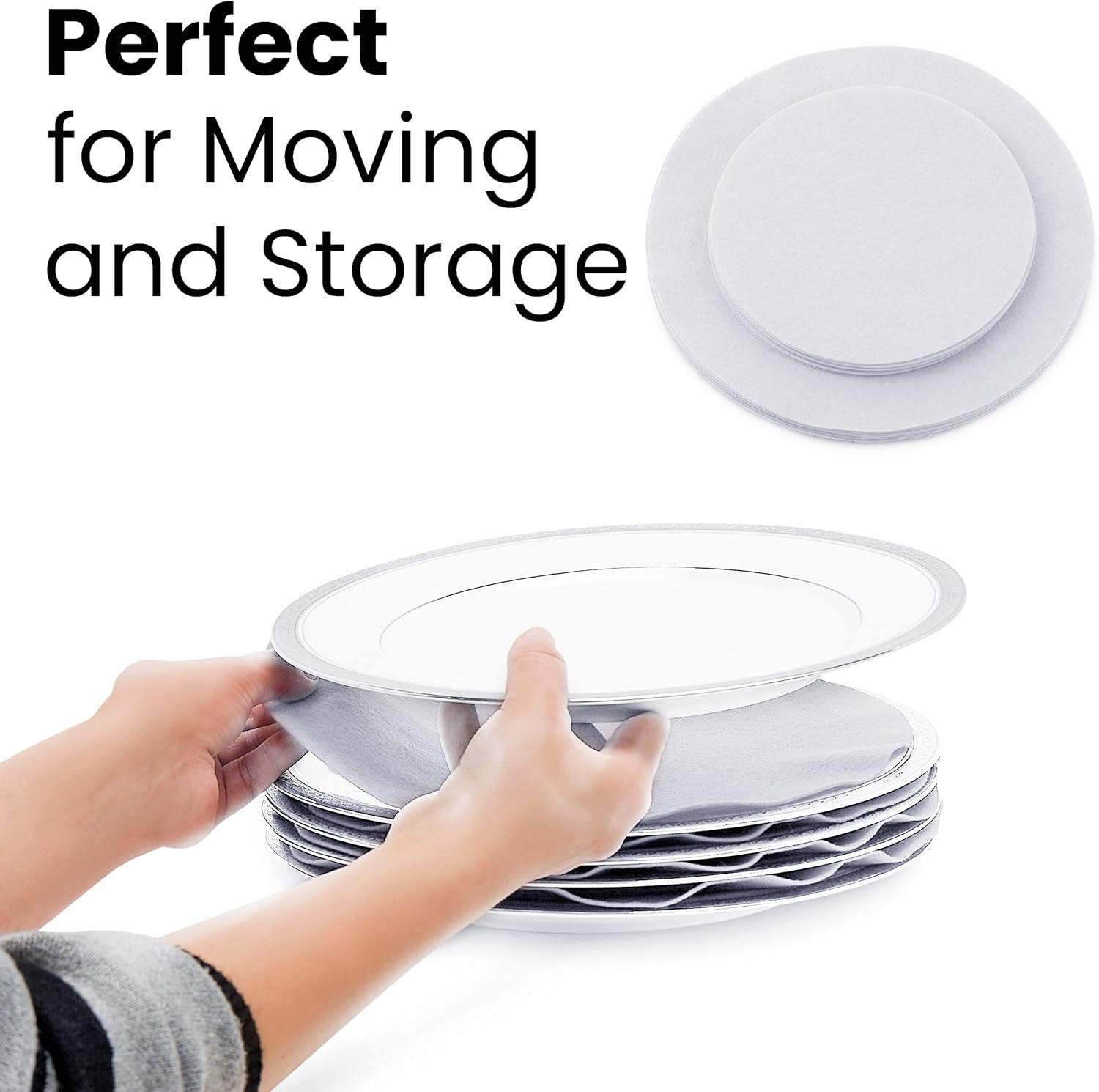 Felt Plate China Storage Dividers Protectors White Large Thick and Premium Soft 144 packs (72 pcs 7.5", 36 pcs 5" and 36 pcs 10.5")