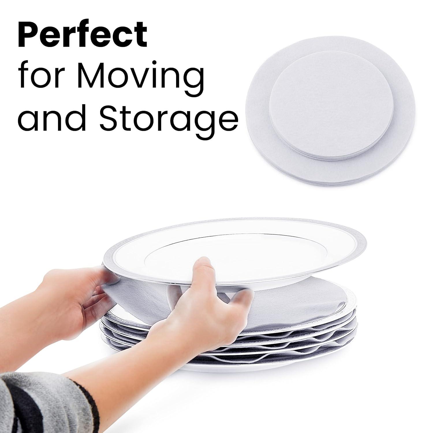 Felt Plate China Storage Dividers Protectors White Large Thick and Premium Soft 144 packs (72 pcs 7.5", 36 pcs 5" and 36 pcs 10.5")