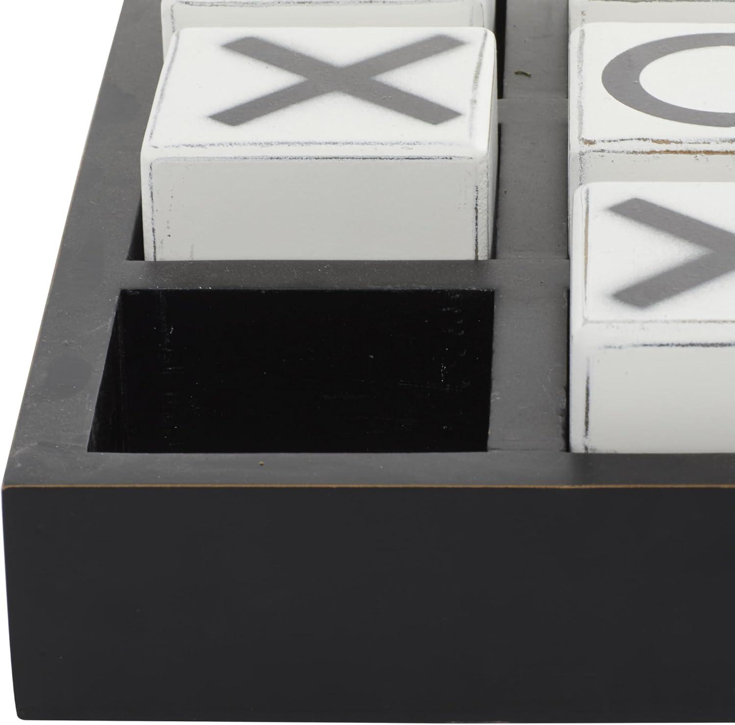 14" Contemporary Wooden Tic Tac Toe Sculpture Black - Olivia & May: MDF Tabletop Game Set