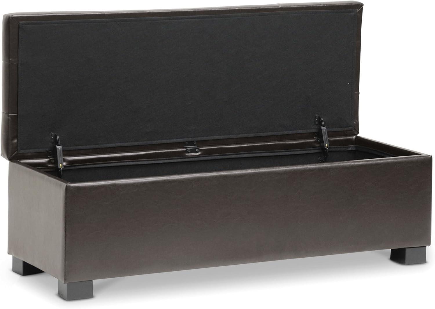 Roanoke Storage Ottoman Dark Brown - Baxton Studio: Upholstered Bench, Wood Frame, Spot Clean