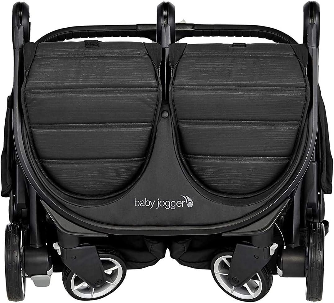 Jet Black Double Stroller with UV Protection Canopies