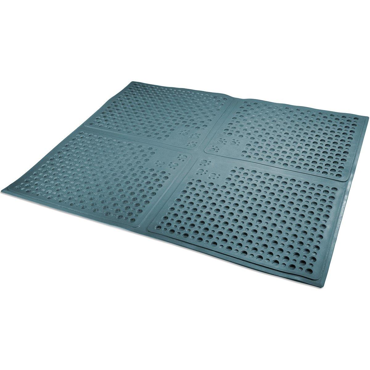 Petlinks Purr-fect Paws Multipurpose Rubber Litter Mat for Cats & Kittens - Blue, Large