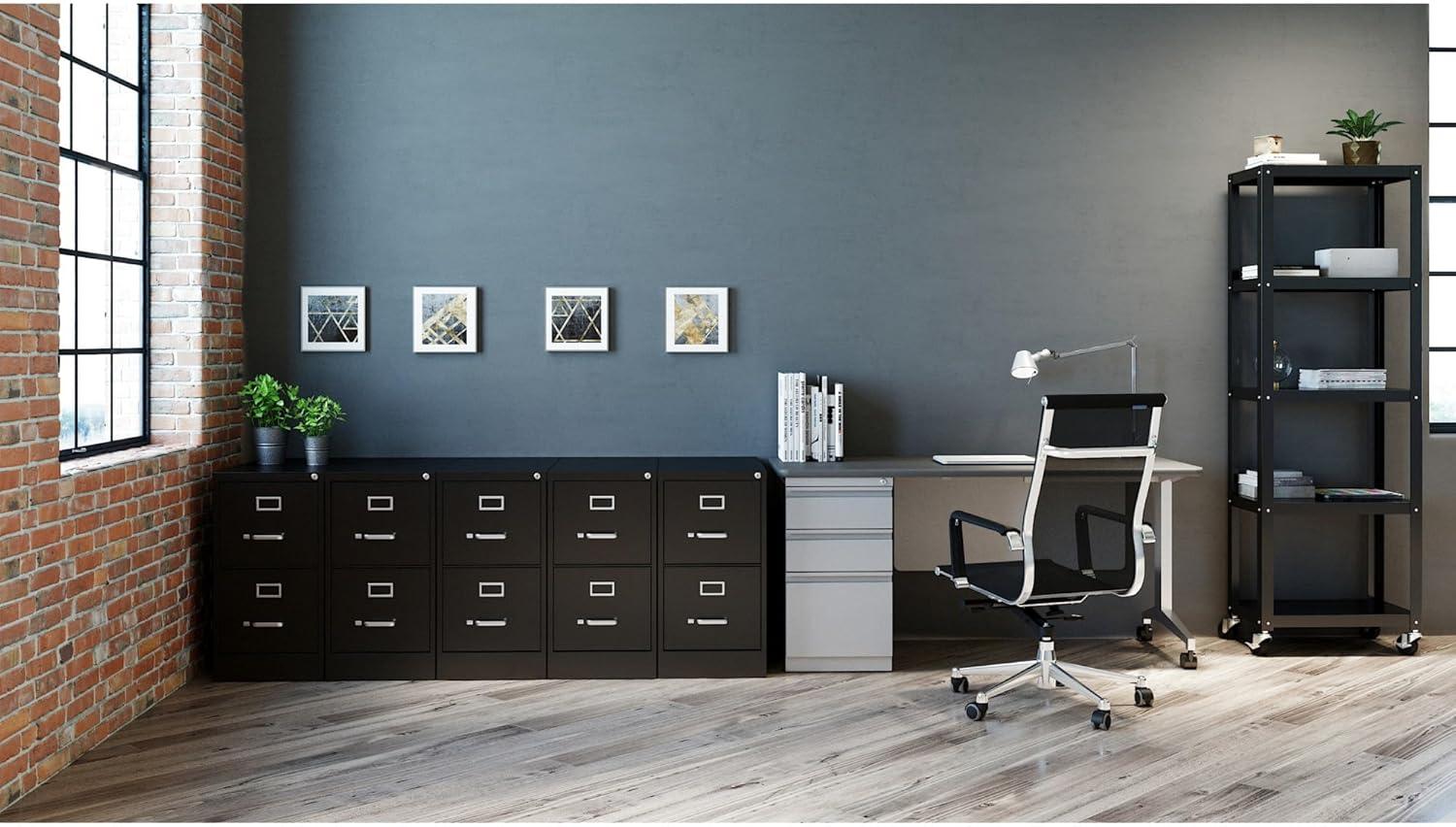 Black 2-Drawer Vertical Steel Lockable File Cabinet