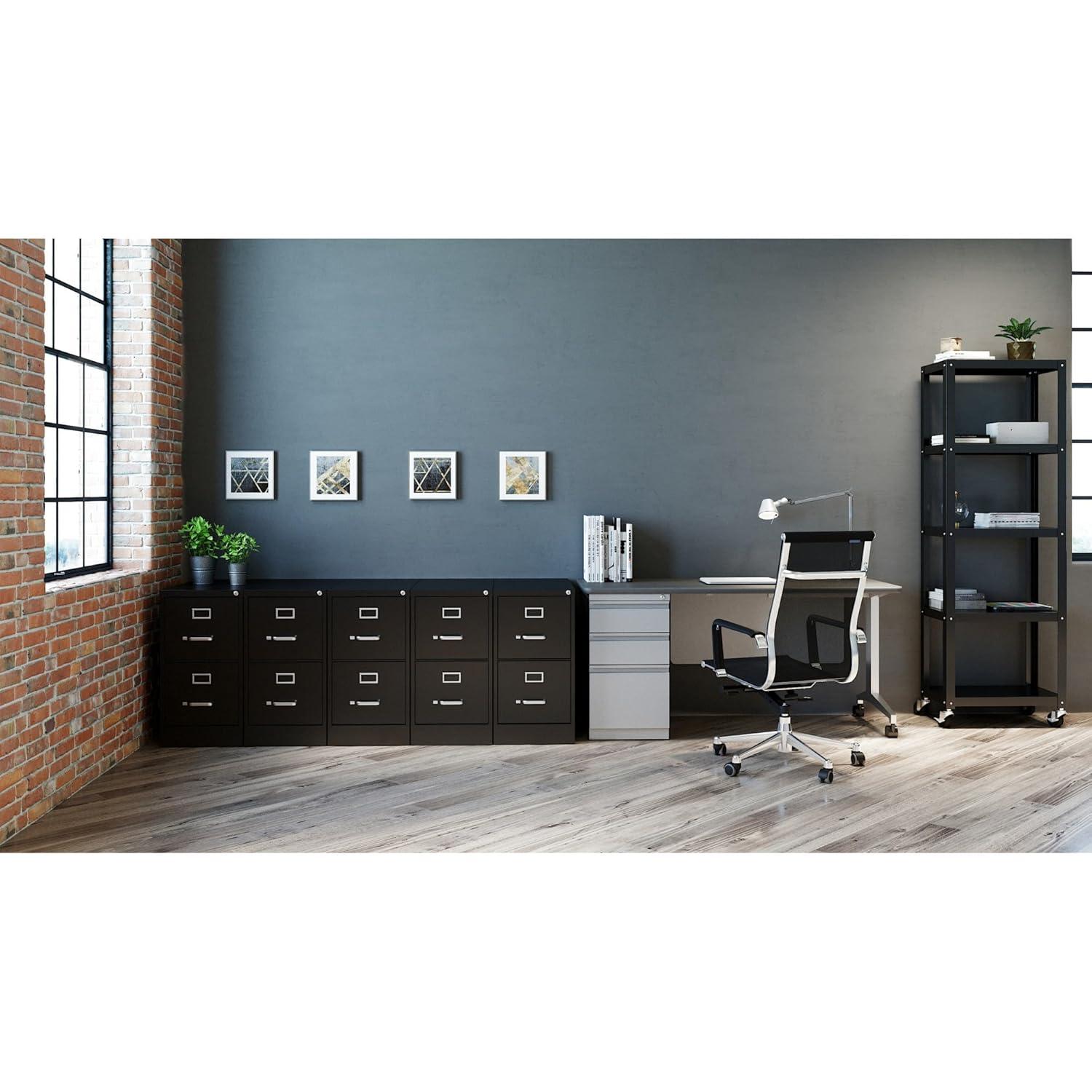 Black 2-Drawer Vertical Steel Lockable File Cabinet